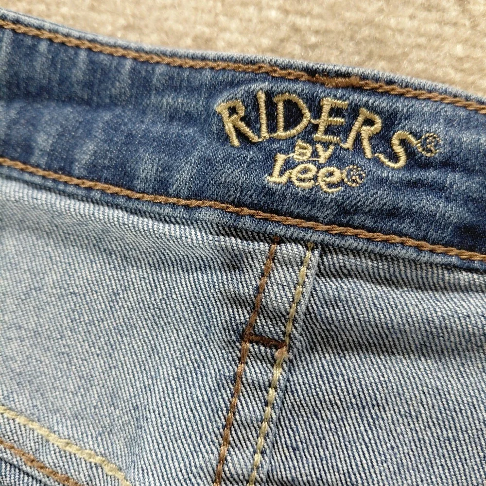 Lee Riders Mid Rise Casual Skirt Women's 12 med Skirt Blue Jean Denim Stretch